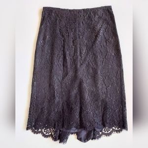 Donna Degnan Lace Floral Lined Mid Legth Skirt Black Size 2